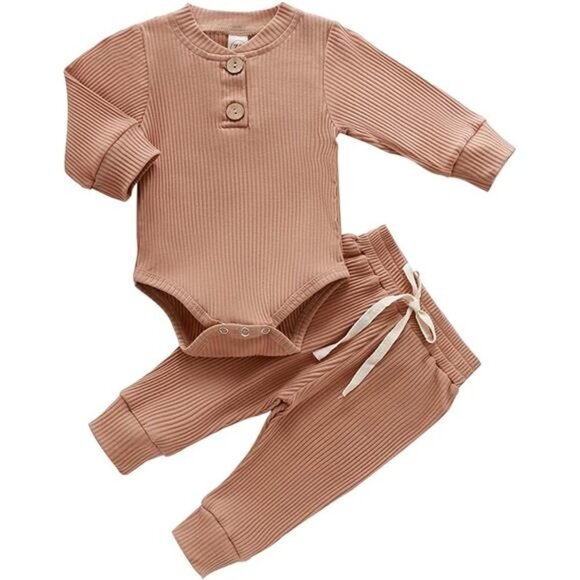 Other - Baby Knitted Cotton Long Sleeve Romper Long Pants Solid Color Fall Winter Outfit